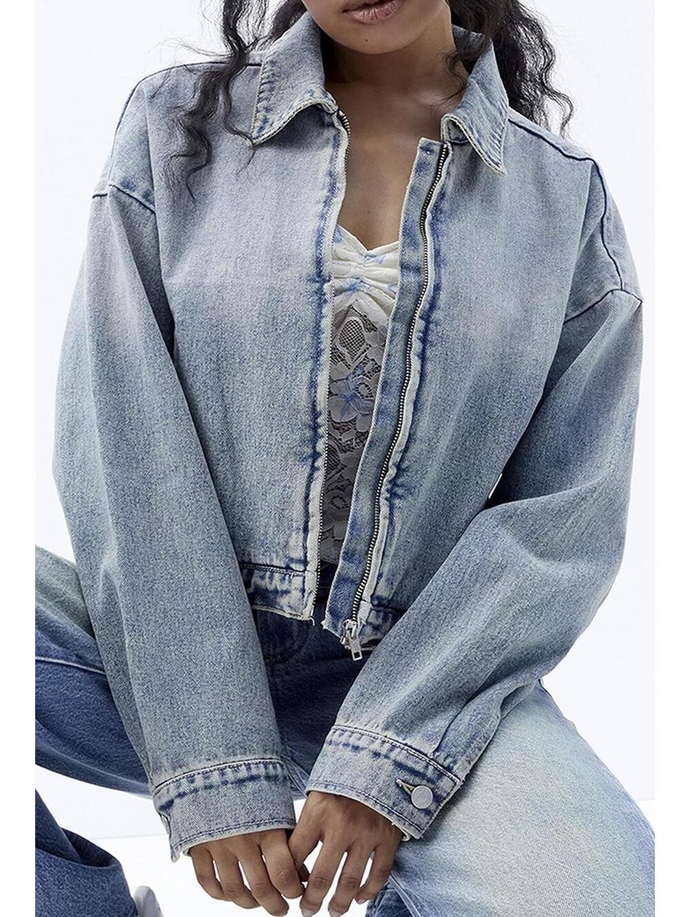 PacSun Cropped Denim Gas Jacket Indigo NWT XS